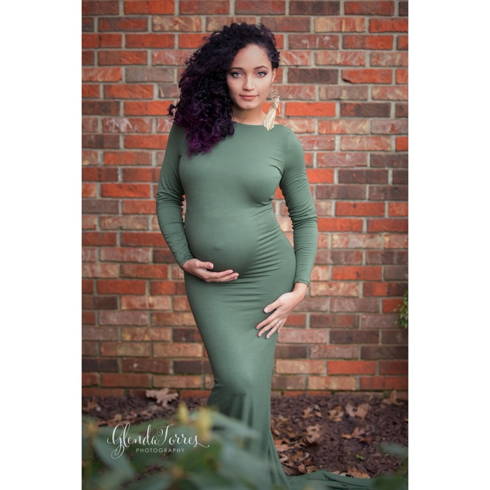 Sew Trendy Accessories Evergreen Green Maternity Dress